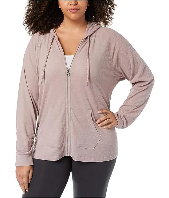 Women's Premium Performance Ruched Long Sleeve Zip Up Hoodie (Standard and Plus)