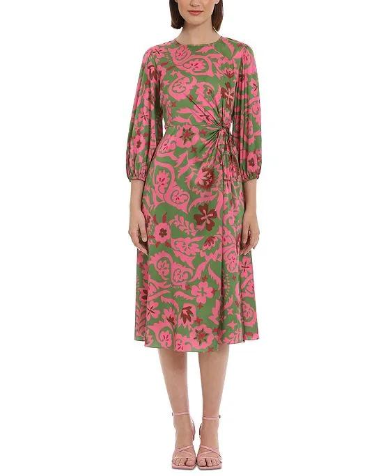 Women's Printed 3/4-Sleeve Midi Dress