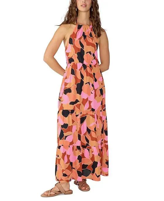 Women's Printed Backless Halter Maxi Dress