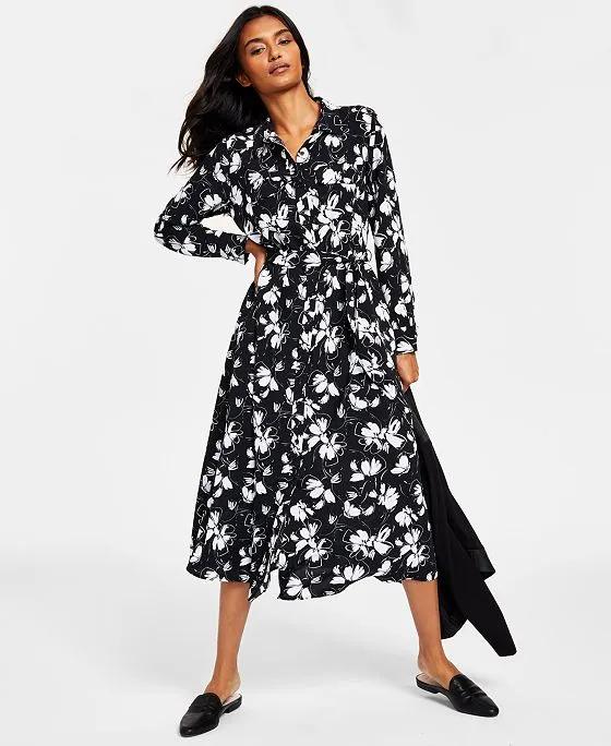 Women's Printed Belted Shirtdress, Created for Macy's