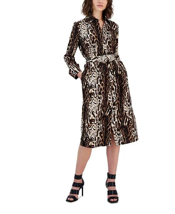 Women's Printed Belted Shirtdress, Created for Macy's