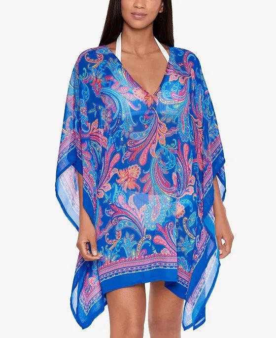 Women's Printed Crinkly Chiffon Tunic Cover-Up