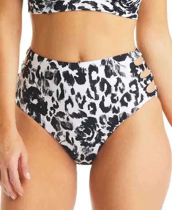 Women's Printed Cutout High-Waist Bikini Bottoms, Created for Macy's 