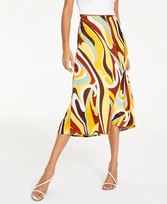 Women's Printed Flared Midi Skirt 