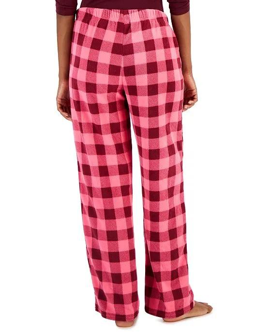 Women's Printed Fleece Wide-Leg Pajama Pants, Created for Macy's
