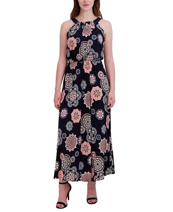 Women's Printed Halter Maxi Dress