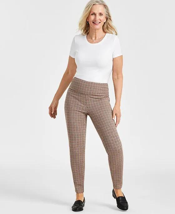Women's Printed High-Rise Ponté-Knit Pants, Created for Macy's