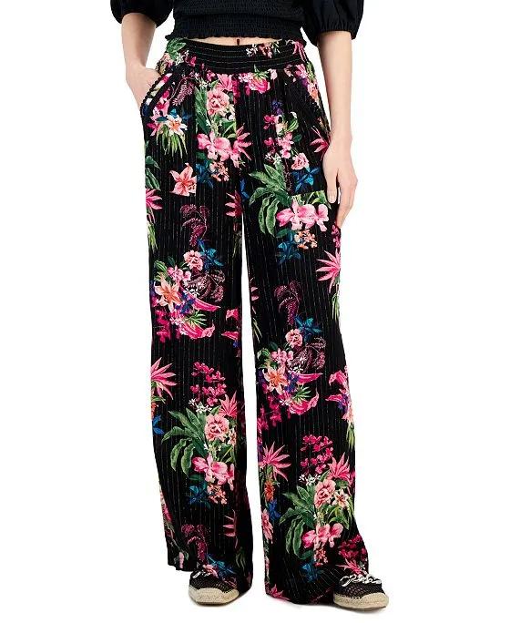 Women's Printed High-Rise Wide-Leg Pants, Created for Macy's