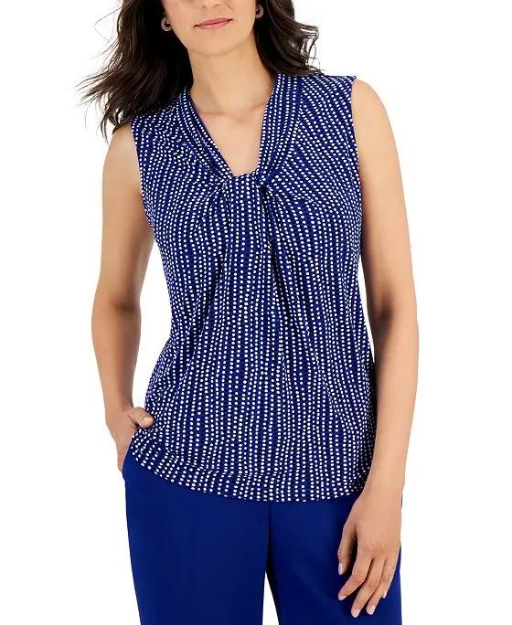 Women's Printed Knot-Neck Blouse