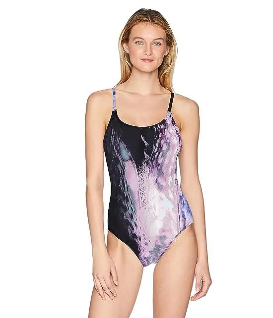 Women's Printed Logo Ring Lingerie One Piece Swimsuit Tummy Control