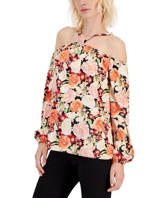 Women's Printed Long-Sleeve Halter Top, Created for Macy's 