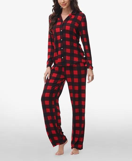 Women's Printed Notch Collar Pajama Set
