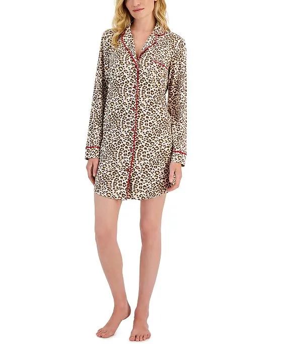 Women's Printed Notched-Collar Sleepshirt, Created for Macy's
