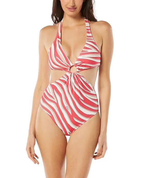Women's Printed O-Ring Cutout One-Piece Swimsuit
