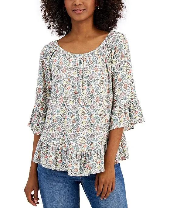 Women's Printed On Off Knit Top, Created for Macy's