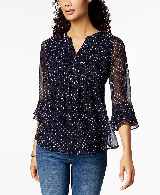 Women's Printed Pintuck Top, Created for Macy's