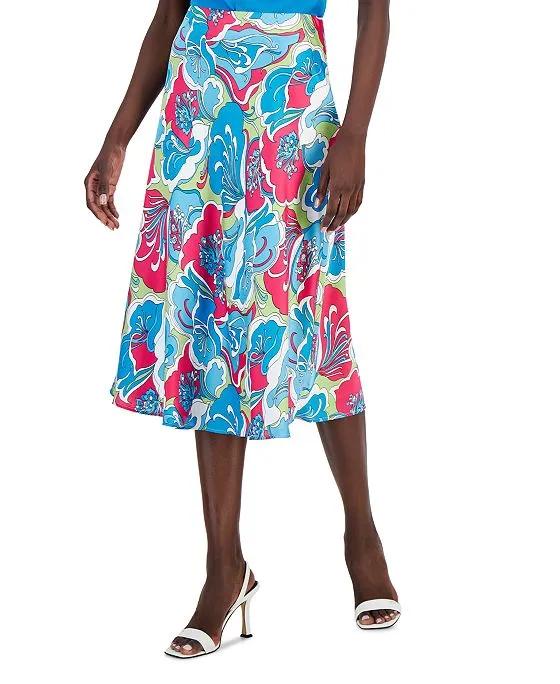 Women's Printed Pull-On Pleated Skirt