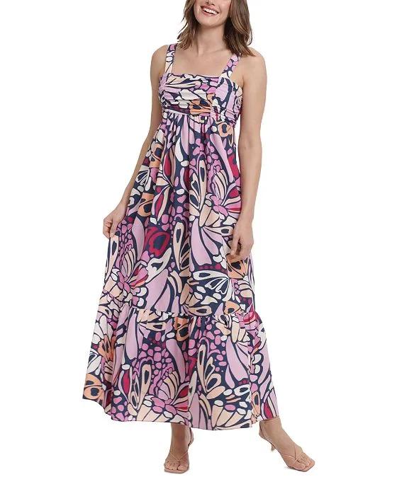 Women's Printed Ruched Tiered Maxi Dress