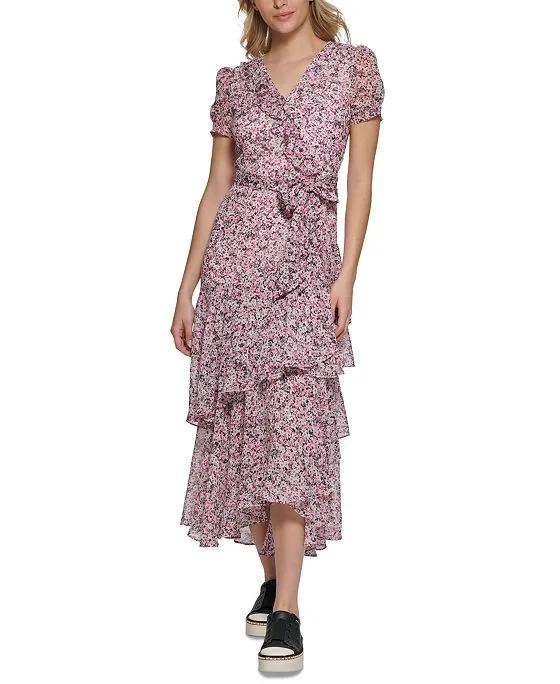 Women's Printed Ruffled Maxi Dress