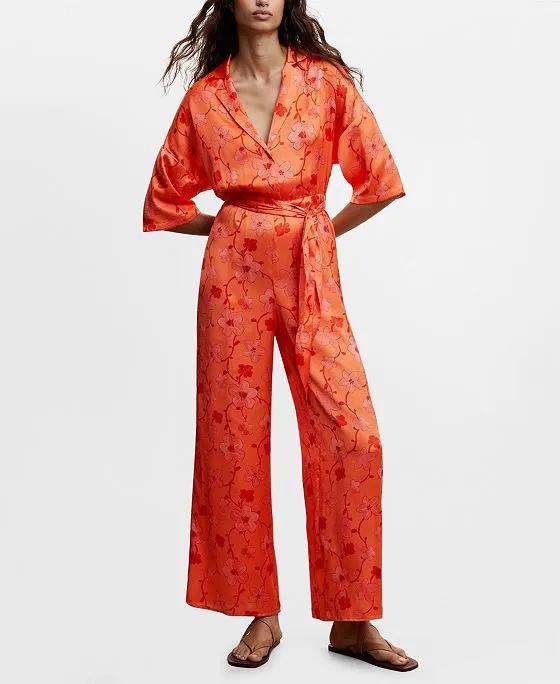 Women's Printed Satin Jumpsuit