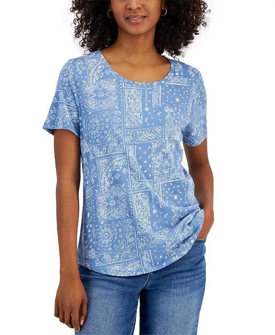 Women's Printed Scoop-Neck T-Shirt, Created for Macy's