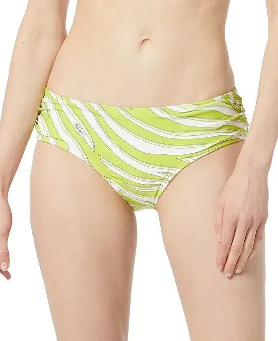 Women's Printed Shirred-Side Bikini Bottoms 