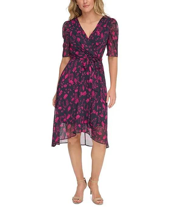 Women's Printed Short-Sleeve Fit & Flare Dress