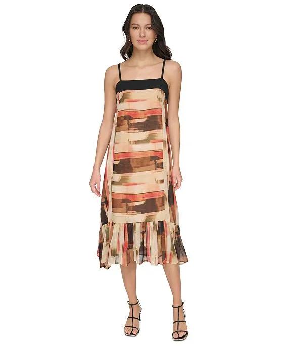 Women's Printed Sleeveless Asymmetric-Hem Dress