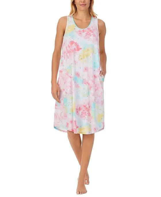 Women's Printed Sleeveless Open-Back Nightgown