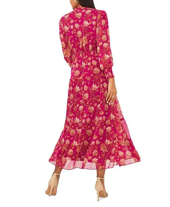 Women's Printed Smocked Maxi Dress