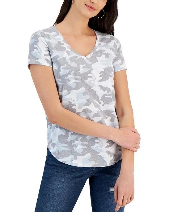 Women's Printed V-Neck Short-Sleeve T-Shirt, Created for Macy's