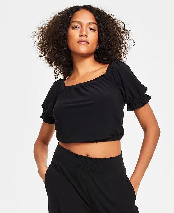 Women's Puff-Sleeve Crop Top, Created for Macy's