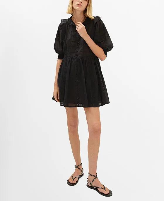 Women's Puff Sleeve Embroidered Dress