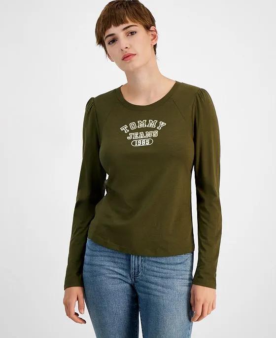 Women's Puff-Sleeve Metallic Logo Tee Shirt