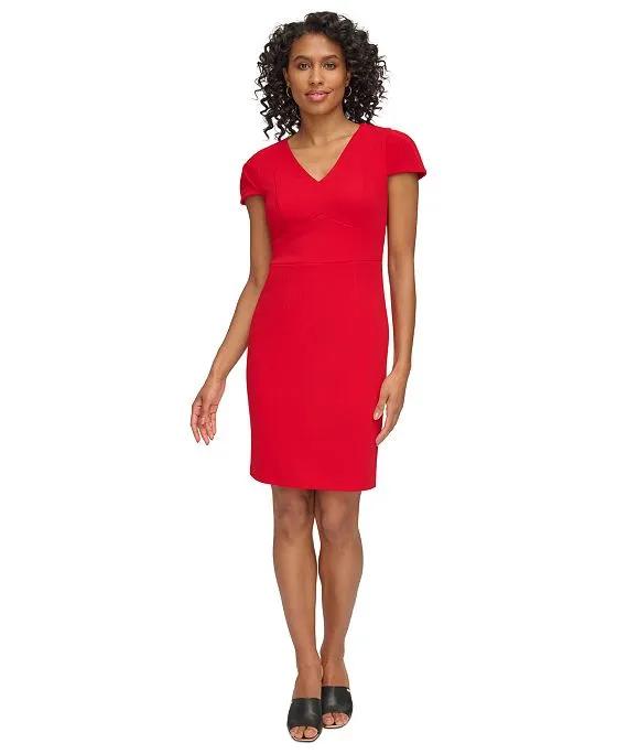 Women's Puff-Sleeve Sheath Dress