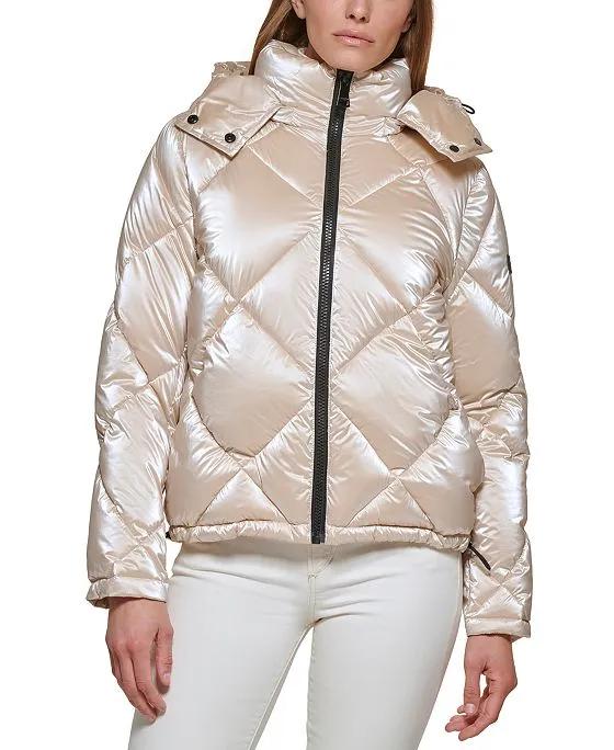Women's Quilted Cropped Hooded Puffer Coat, Created for Macy's