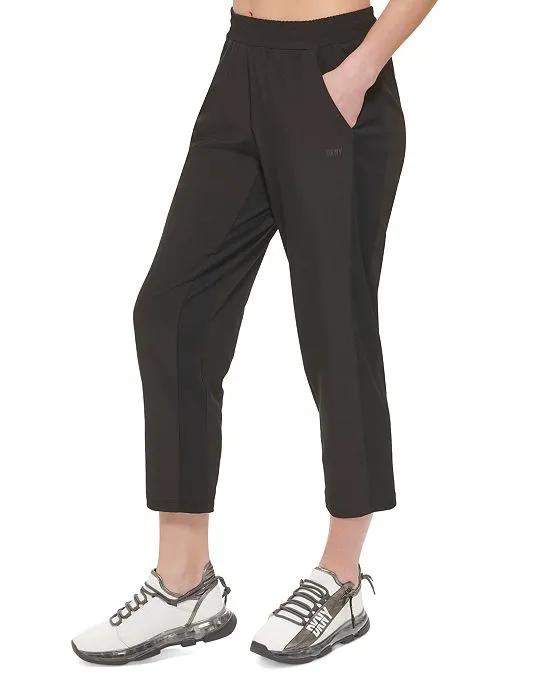 Women's Ribbed-Inset Pull-On Cropped Pants