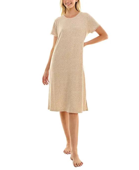 Women's Ribbed Lace-Trim Sleepshirt 