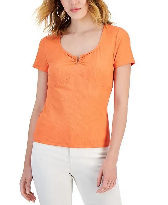 Women's Ribbed Square-Neck Top, Created for Macy's