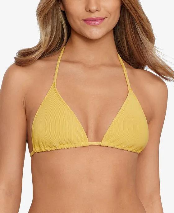Women's Ribbed String Triangle Bikini Top, Created for Macy's