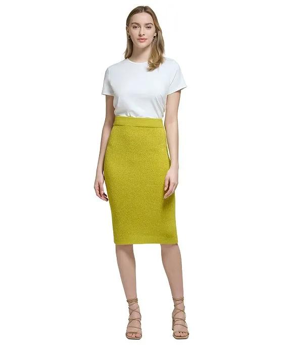 Women's Ribbed Sweater Pencil Skirt