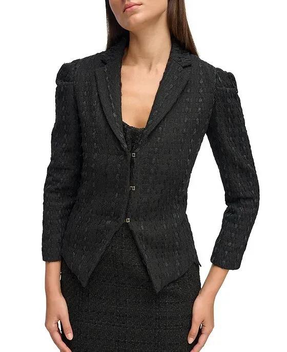 Women's Ribbon-Tweed 3/4-Sleeve Jacket