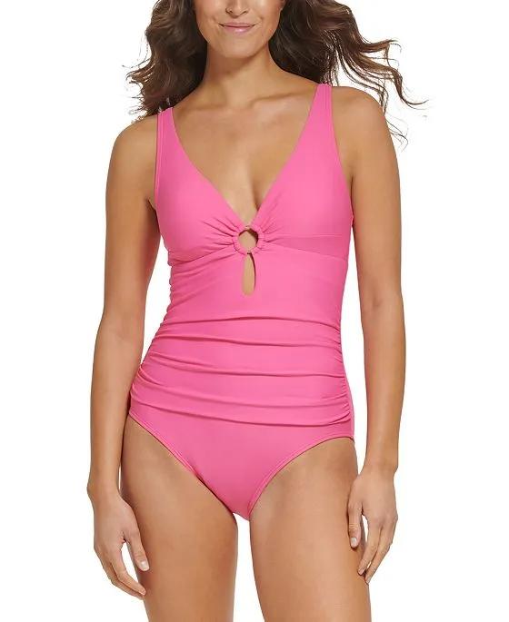 Women's Ring Hardware Cutout One Piece Swimsuit