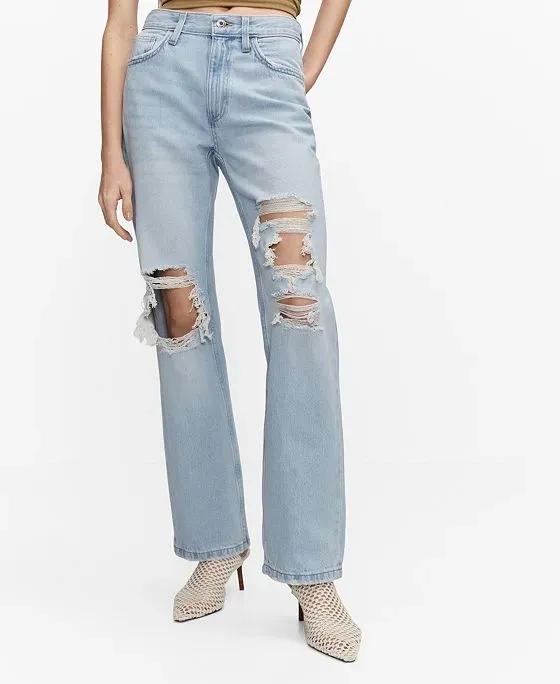 Women's Ripped Straight Jeans