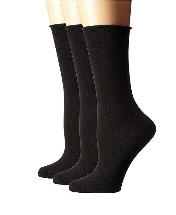 Women's Roll Top Comfort Crew Socks, 3 Pair