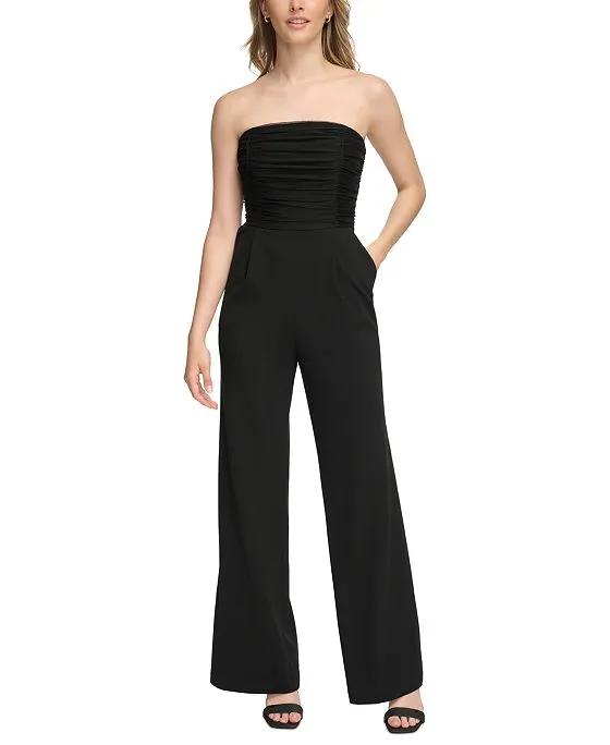 Women's Ruched-Bodice Strapless Jumpsuit