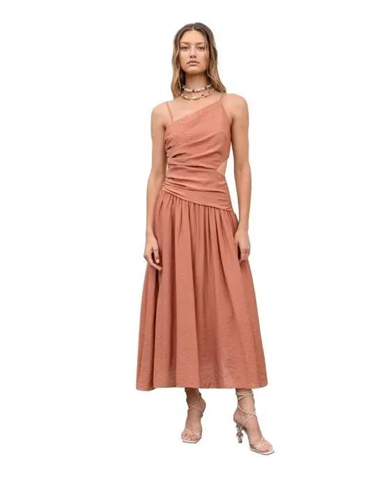 Women's Ruched Cut-Out Midi Dress