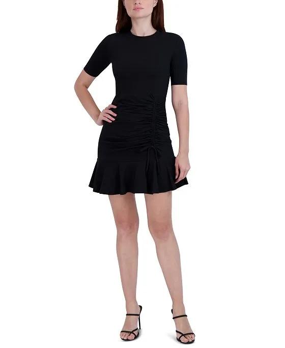 Women's Ruched-Front Short-Sleeve Mini Dress