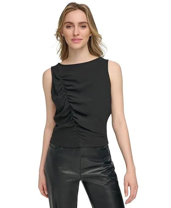 Women's Ruched-Front Sleeveless Blouse
