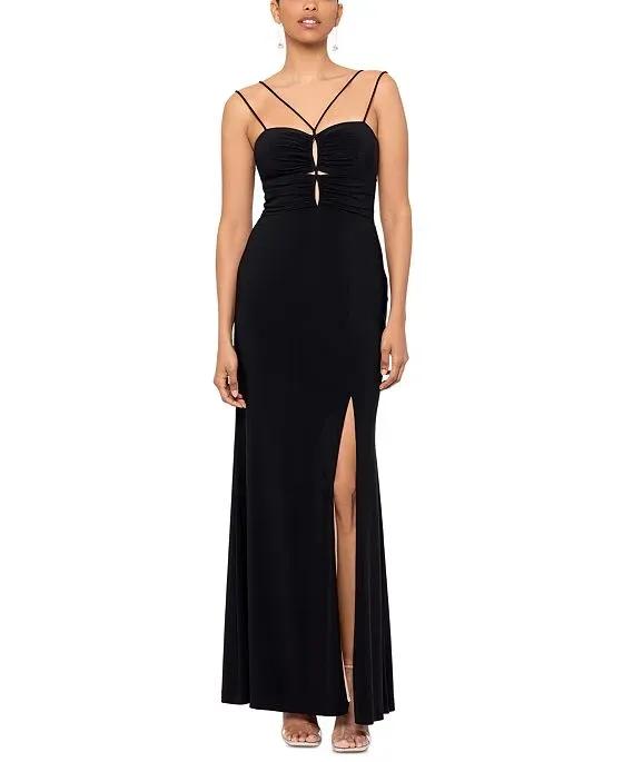 Women's Ruched Keyhole Gown